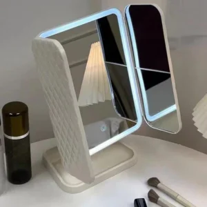 Trifold Makeup Mirror LED Lights Dorm
